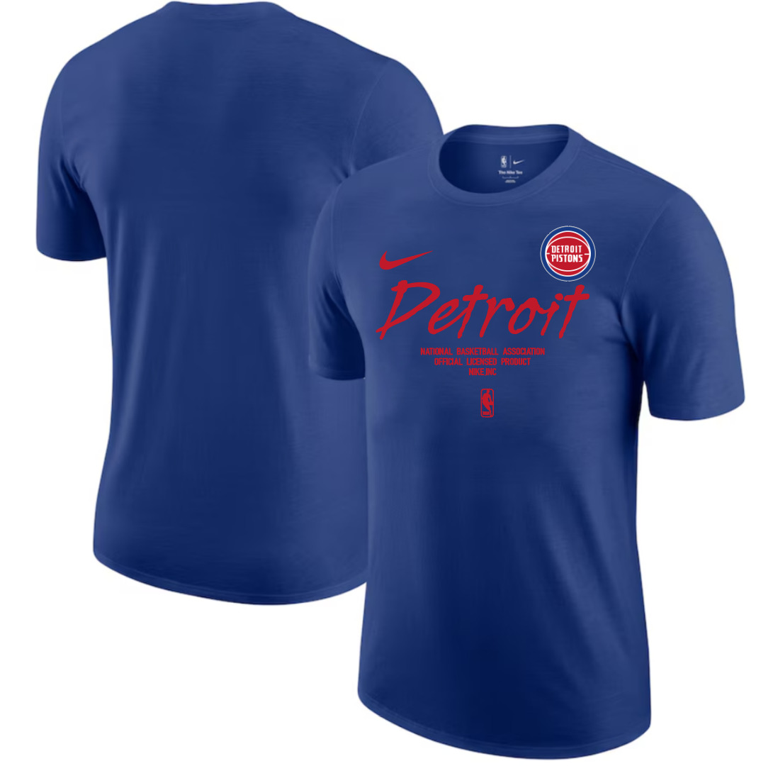 Men 2025 NBA Detroit Pistons Blue Nike T shirts style 3